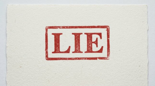 Red Stamp with the Word LIE in Bold Letters on White Paper.