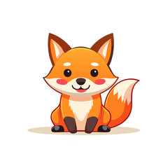 Obraz premium Cute cartoon fox sitting isolated vector illustration