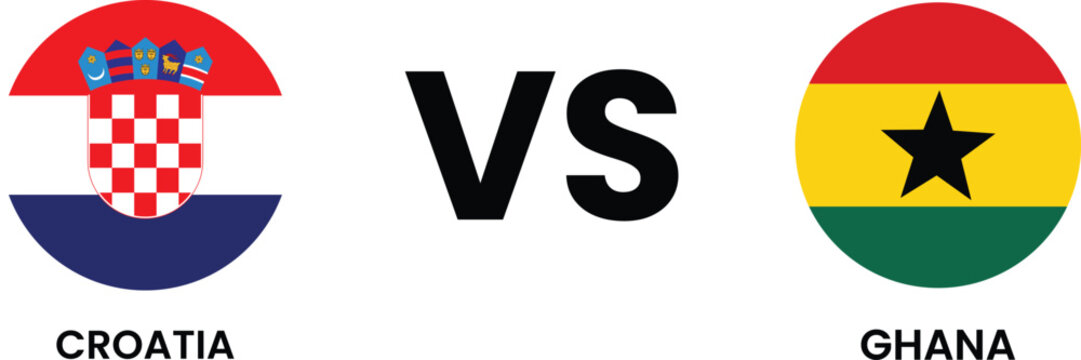Croatia vs ghana flag comparison graphic