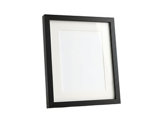 Fototapeta premium Empty black picture frame with a white mat border for home decor and photography display