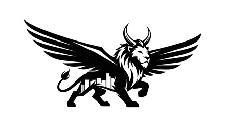 Fototapeta premium Black Griffin Graphic Illustration.