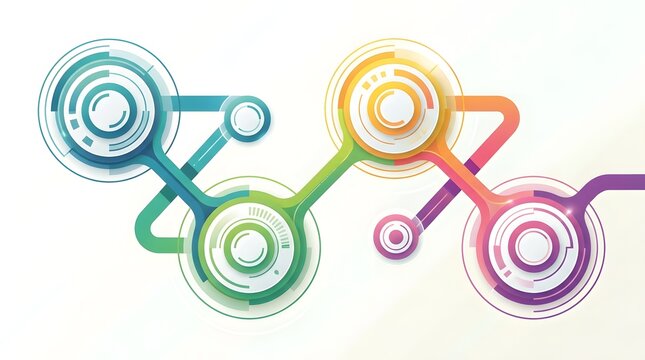 A visually compelling abstract diagram composed of numerous layered circular frames intricately connected representing complex systems data flow and modern geometric design concepts
