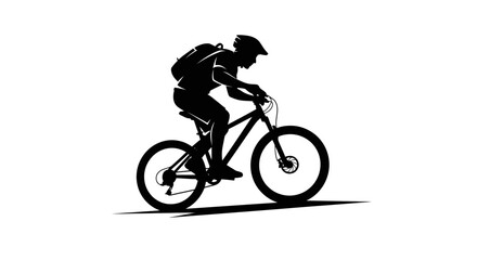 Fototapeta premium Man Riding Mountain Bike Fast.