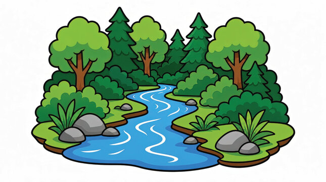 A serene blue river flowing gently.