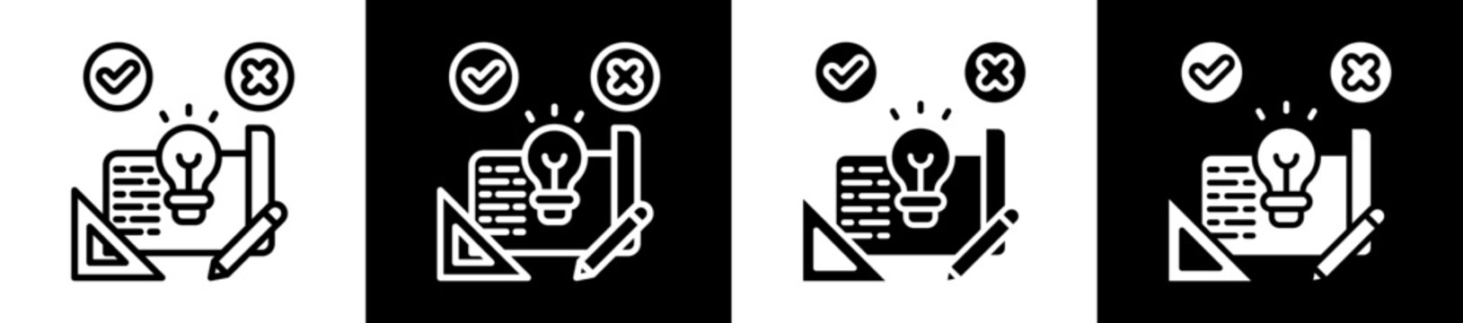 Project Feasibility Icon Set In Black And White Filled Style Collection