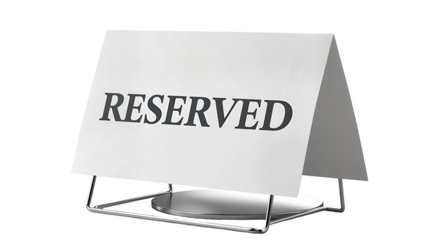 Isolated reserved sign on elegant metal stand for restaurant cafe or event table
