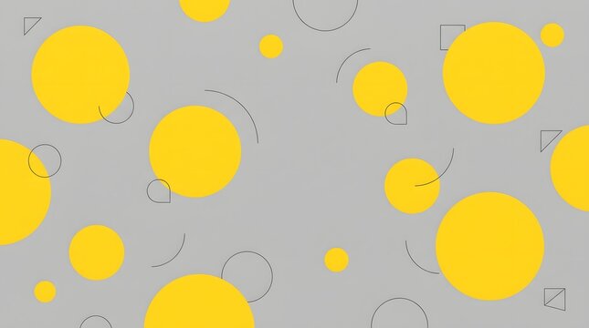 An abstract composition featuring glowing yellow circles floating gently over a field of bright sunflowers capturing a sense of warmth light and natural pattern