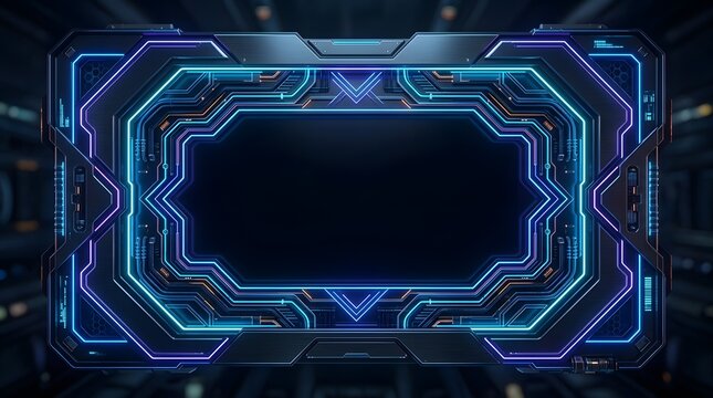 A detailed visual representation of a high tech digital frame filled with vibrant glowing circuit patterns and interconnected lines symbolizing advanced technology and data flow