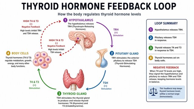 Thyroid Hormone Feedback Loop Infographic for Medical Education