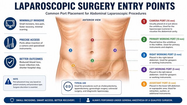 Laparoscopic Surgery Entry Points Medical Infographic Illustration