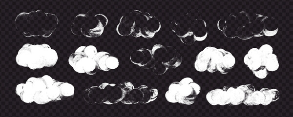 Obraz premium Noisy grainy texture. Gradient distress overlay texture. Rough grunge background. Halftone design. Cloud, fog, dirty water, ink, paint drop. Risograph print effect.