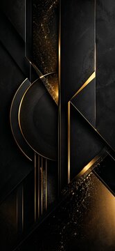 Luxury Black and Gold Geometric Abstract Background with Modern Metallic Elements