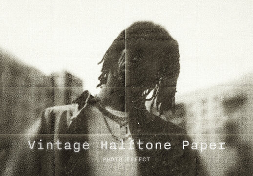Vintage Halftone Printed Image Effect Mockup