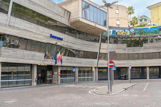 General signage of Sanremo Train Station on 9th June 2026 in the town of Sanremo,Liguria, Italy