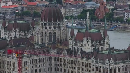 Majestic castle with towers and turrets in a historic city © Ioan