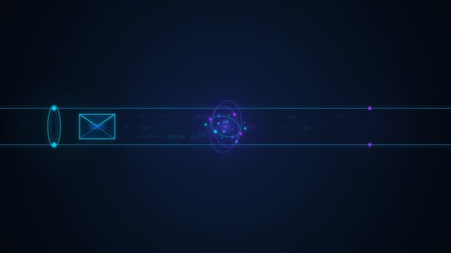 Futuristic HUD Email Processing and Secure Data Transmission Animation