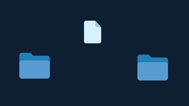 Data Transfer Copy Paste Generic File Folder Move Sync Backup Animation on Navy Background