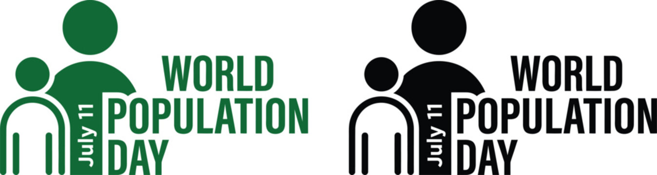 World population day awareness logos and icons july 11th global event
