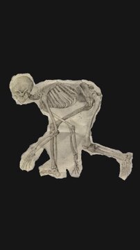 A drag and drop skeleton anatomy themed ephemera that animates into place from torn paper.
