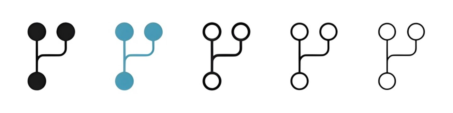 Code branch line icon set. merge data request vector icon. route code sign for UI designs. Thin line customizable illustration. Contour symbol. Vector isolated outline drawing. Editable stroke