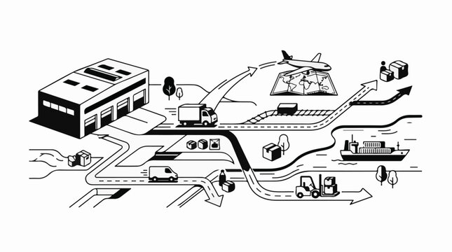 A transportation system with various modes and routes