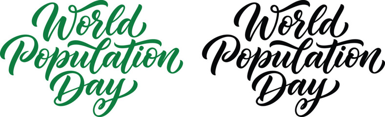 World population day typography green burgundy calligraphy for awareness campaigns © MDMasud
