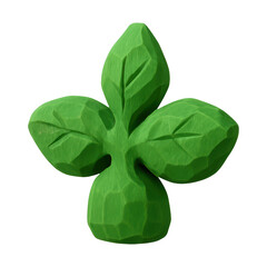 Obraz premium PNG Green textured leaf sculpture illustration.