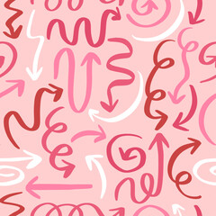 Fototapeta premium Hand drawn colorful arrow seamless pattern vector background
