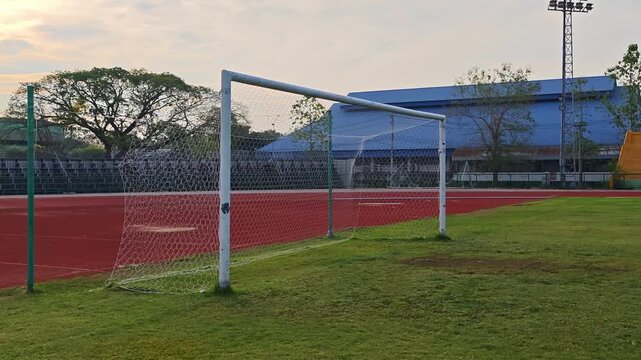 Grass field, goal, football stadium  , sports field..