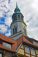 Fototapeta premium Celle: Turm der Stadtkirche (1308)