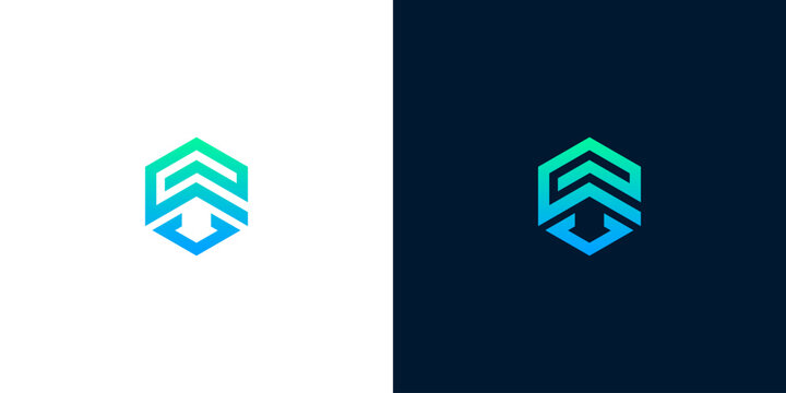 Modern letter V and E monogram logo concept for technology and digital business branding