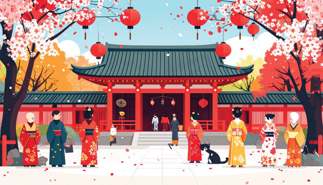 People wearing traditional Chinese clothing standing.