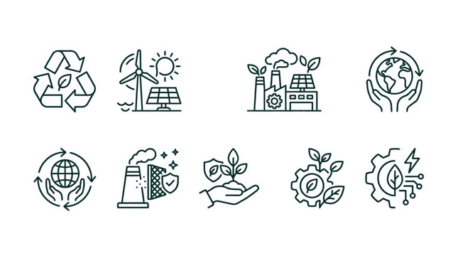 Eco friendly icons for sustainable living.