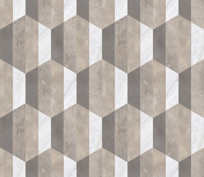Seamless geometric patchwork tile pattern with marble wood and terrazzo texture. seamless ceramic tile and wooden parquet patterns with geometric design. Abstract backgrounds.