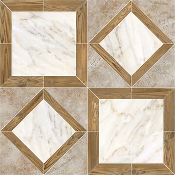 Seamless geometric patchwork tile pattern with marble wood and terrazzo texture. seamless ceramic tile and wooden parquet patterns with geometric design. Abstract backgrounds.