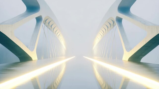 Futuristic white architecture with light