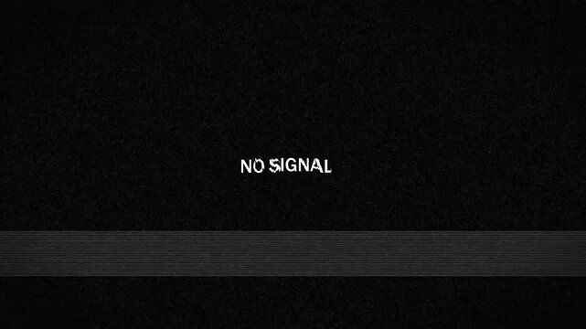 Television static and no signal message progressing across three frames video