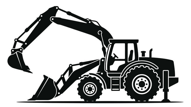 Heavy duty tractor with backhoe loader.