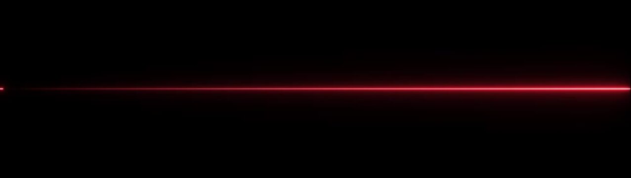 Red neon line extends across black background in horizontal video footage sequence