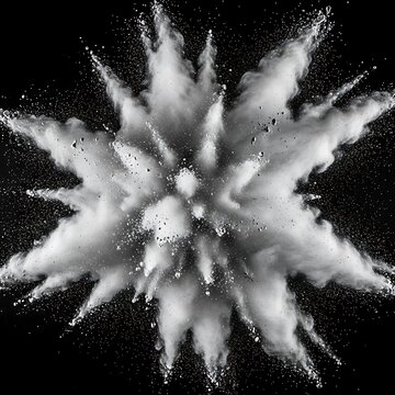 Explosive Burst of White Powder Against a Black Background.