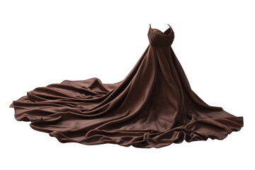 Naklejka premium Brown evening gown laid flat on white background