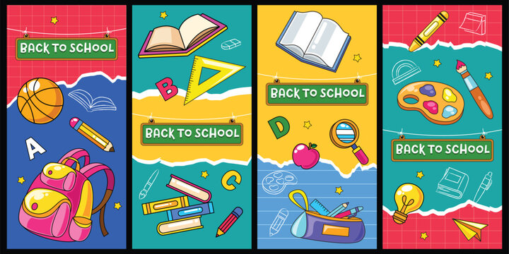 School and education doodle element poster vector illustration