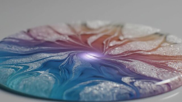 Close up of a glass marble showing reflections and colors