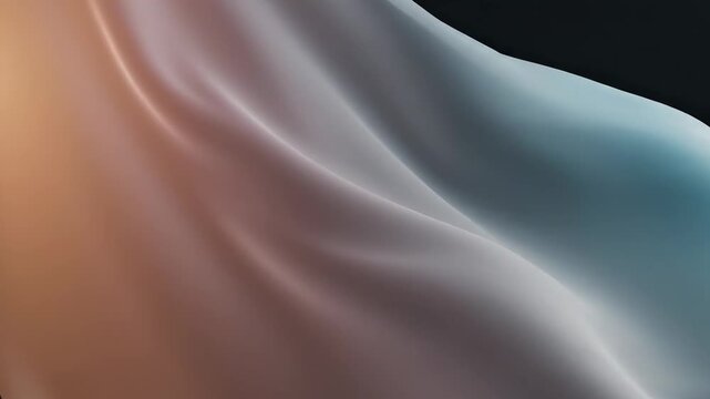 Soft fabric waves in motion with light reflections captured in close-up view