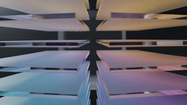 Exploring a clear cube in a dark space with a line of light passing through it