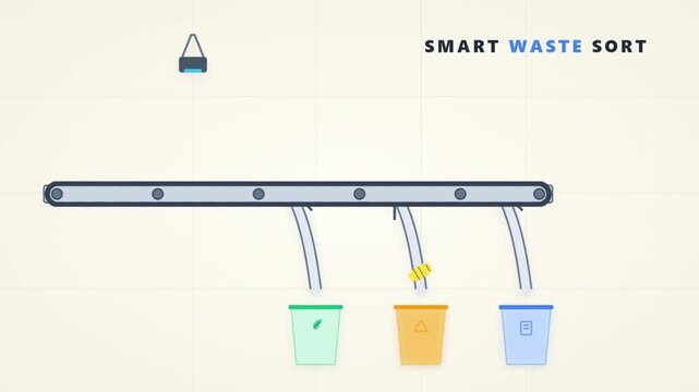 Smart waste sorting system using automated conveyor belt with intelligent scanning sensors for eco-friendly industrial recycling processes