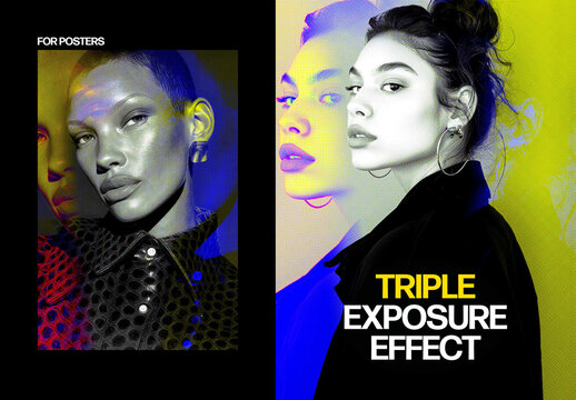 Vertical Triple Exposure Photo Effect For Poster And Album Cover Design