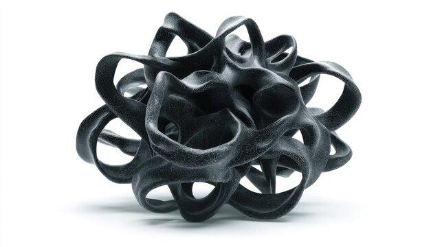 Dark black stretchy slime tangled tumor-like structure. Futuristic biotech horror object like a virus, 3d rendering abstract design element
