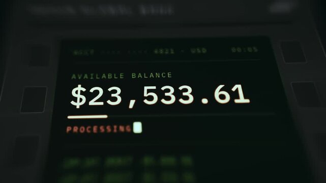 ATM Screen Showing Continuous Money Withdrawal Resulting in Drained Account