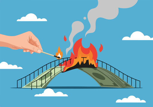Burning Money Bridge: Financial Crisis and Destruction